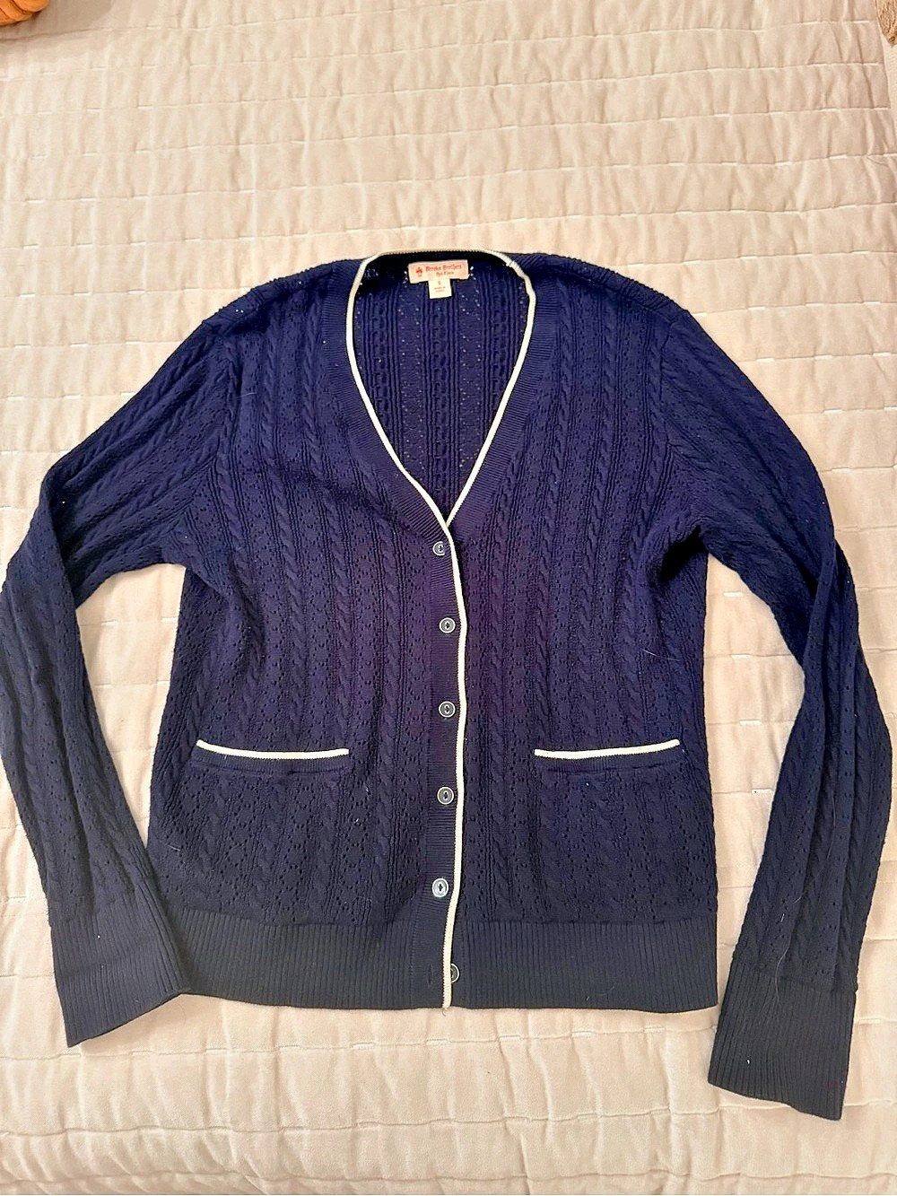 Brooks Brothers Cable Knit Cardigan in Navy Blue Size Small